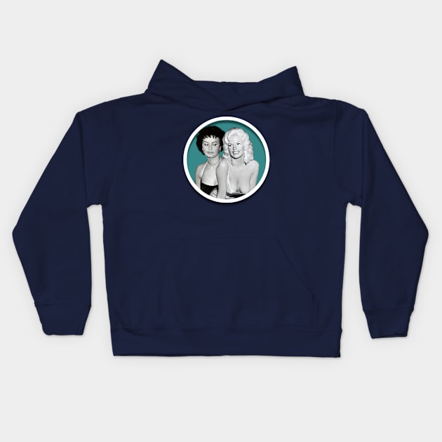 Jayne Mansfield and Sophia Loren Kids Hoodie by Zbornak Designs